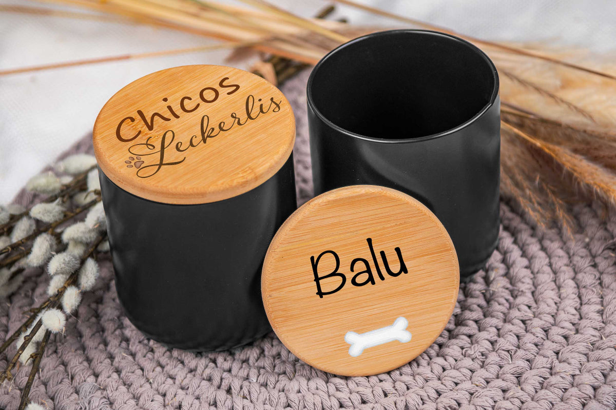 Leckerli Glas personalisiert mit Deinem Wunschtext für Hunde und Katzen