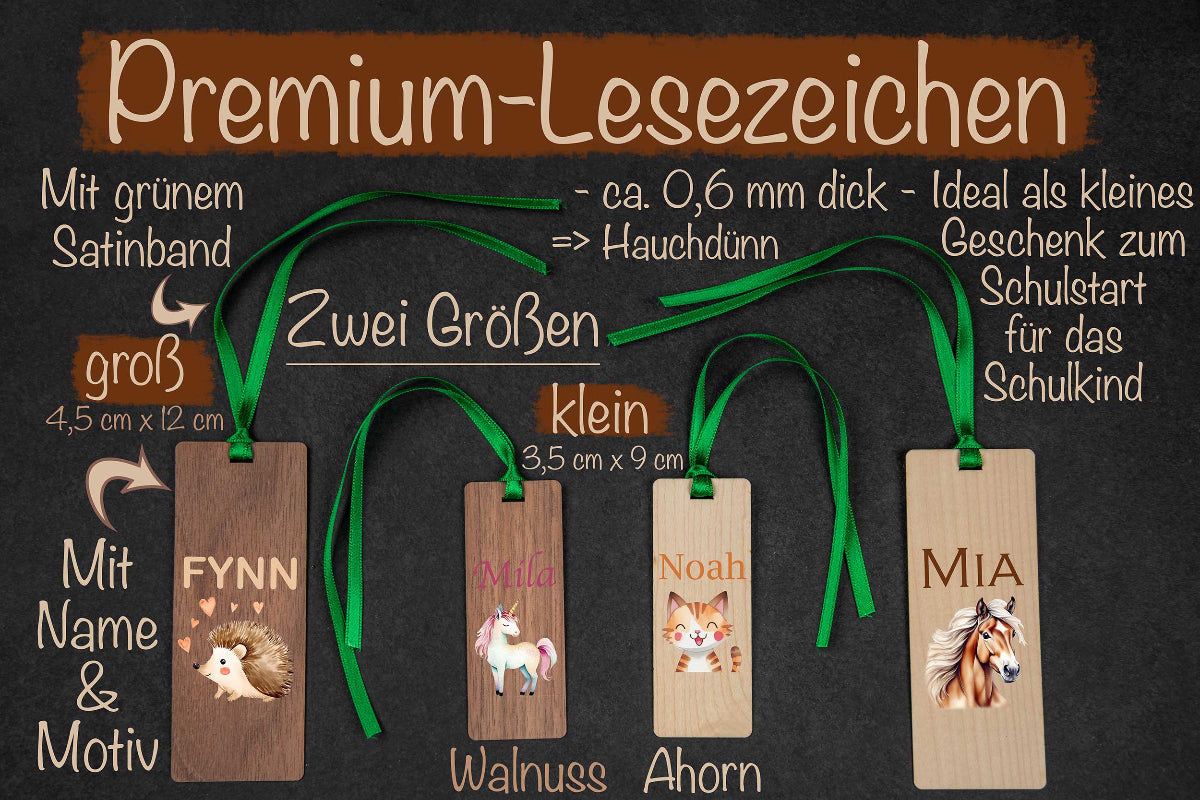 Lesezeichen mit Wunschtext und buntem Motiv