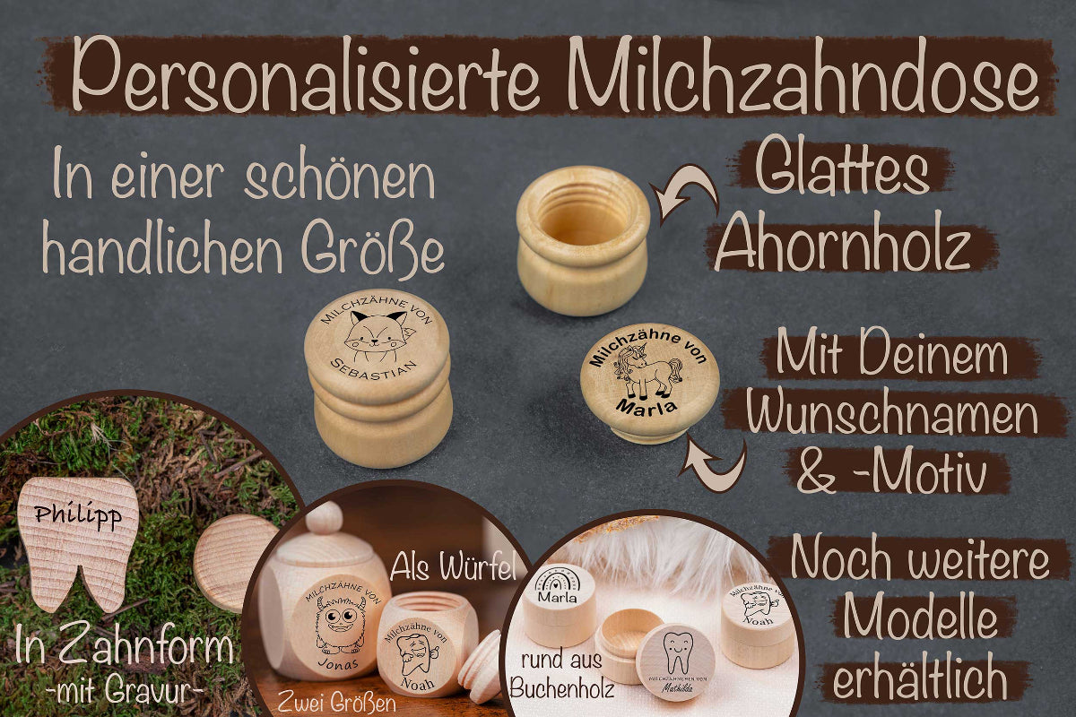 Personalisierte Milchzahndose mit Namen