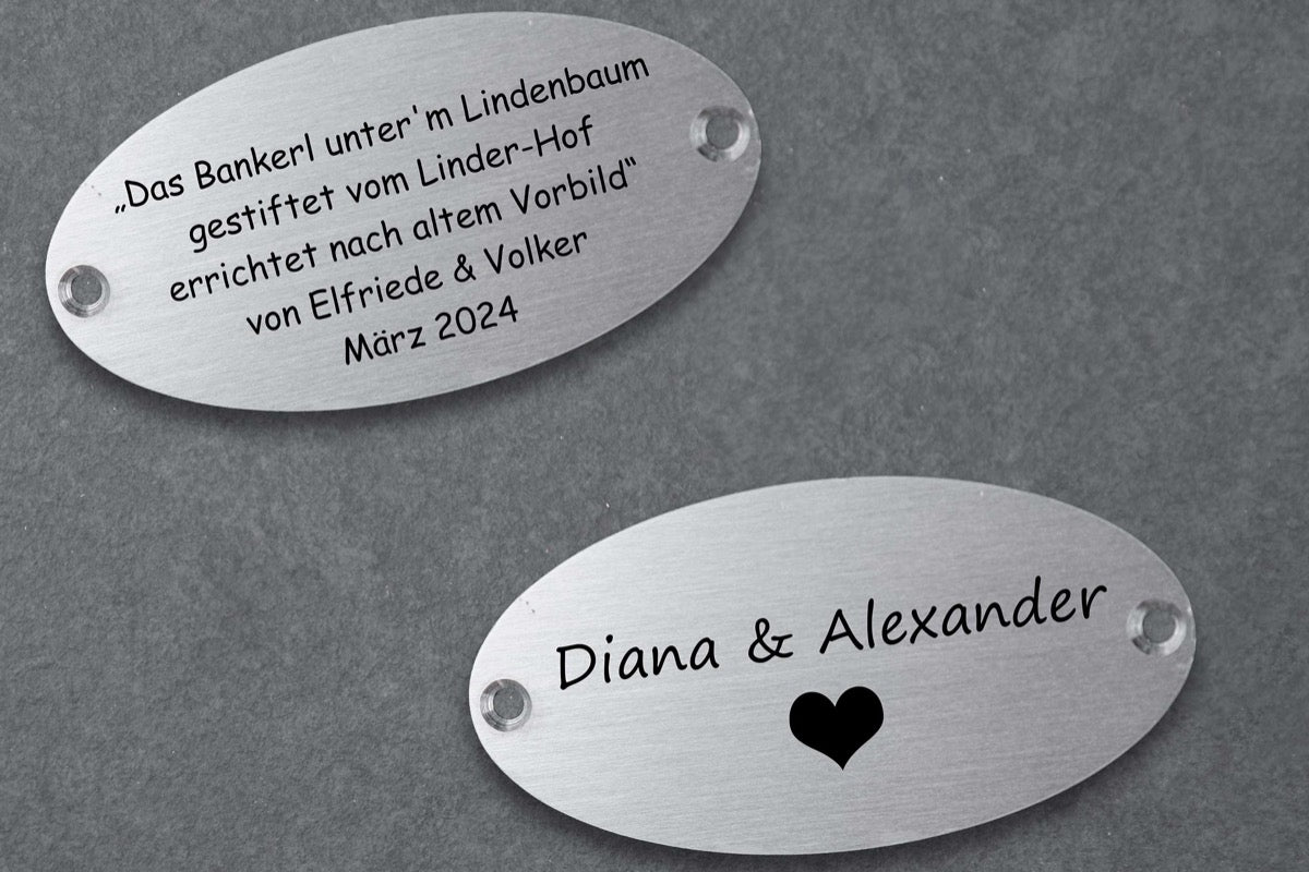Personalisiertes kleines ovales Edelstahlschild