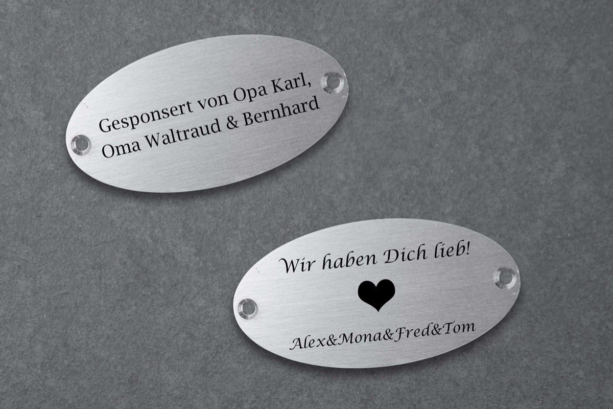Personalisiertes kleines ovales Edelstahlschild