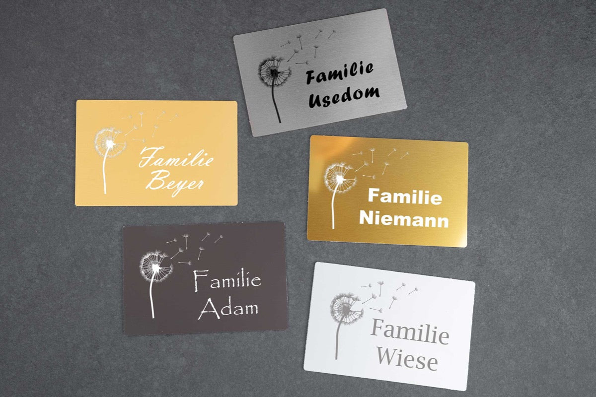 Personalisiertes Klingelschild Türschild Namensschild Briefkastenschild mit Pusteblume