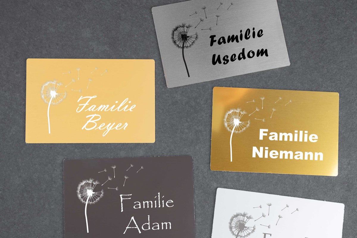 Personalisiertes Klingelschild Türschild Namensschild Briefkastenschild mit Pusteblume