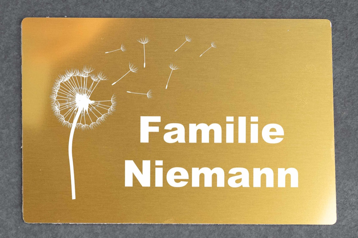 Personalisiertes Klingelschild Türschild Namensschild Briefkastenschild mit Pusteblume