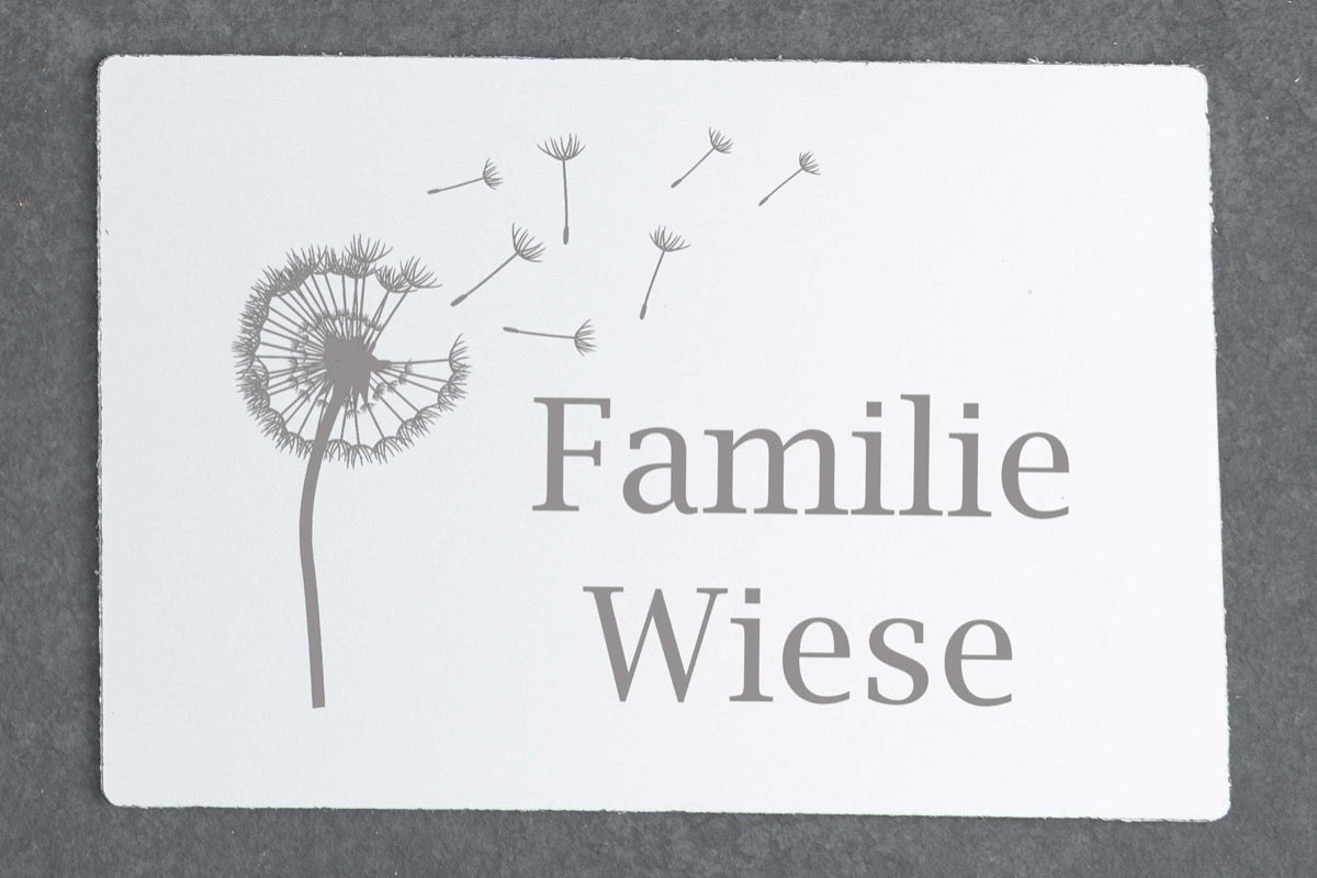 Personalisiertes Klingelschild Türschild Namensschild Briefkastenschild mit Pusteblume