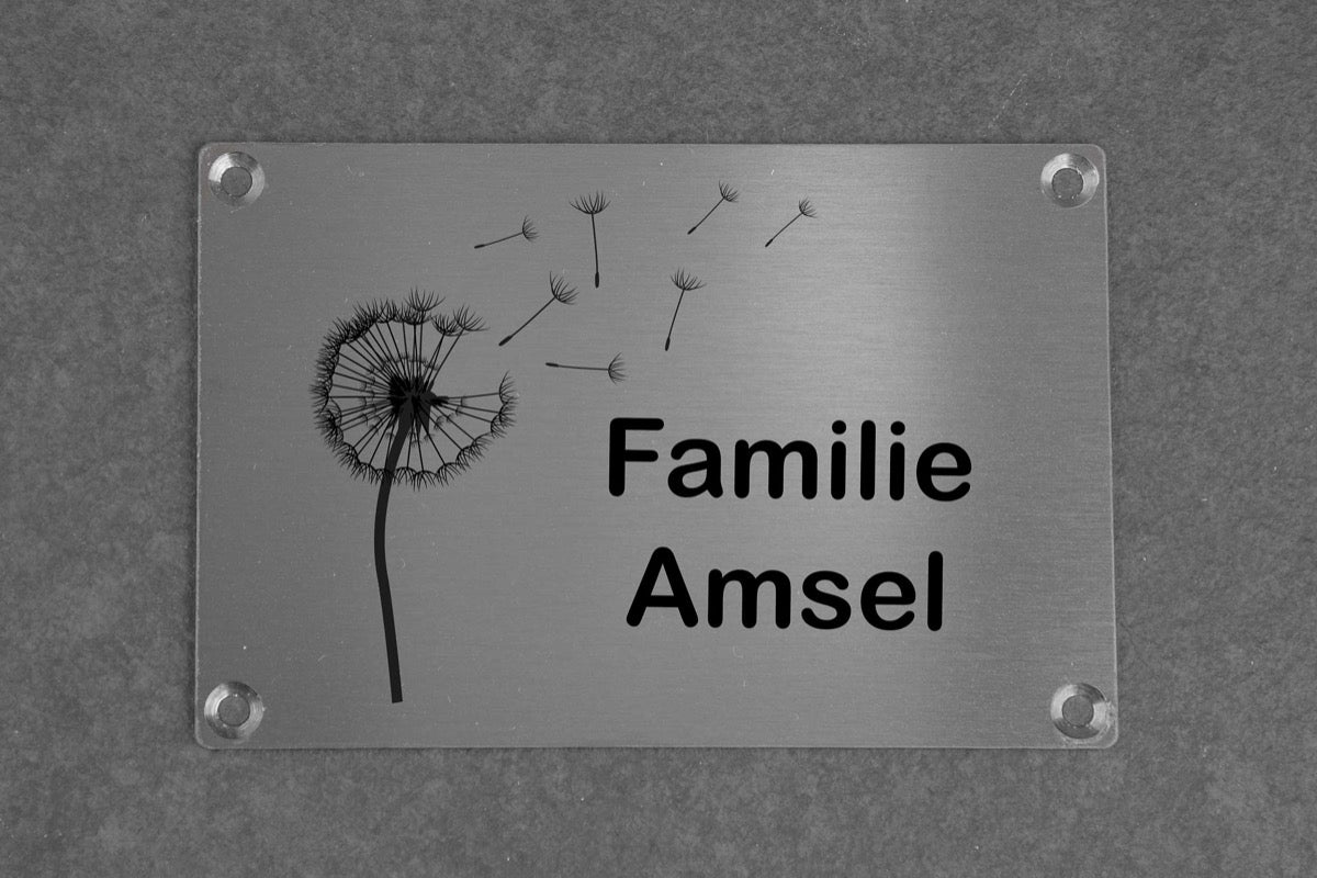 Personalisiertes Klingelschild Türschild Namensschild Briefkastenschild mit Pusteblume