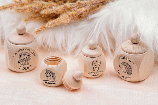 Milchzahndose mit Namen personalisiert