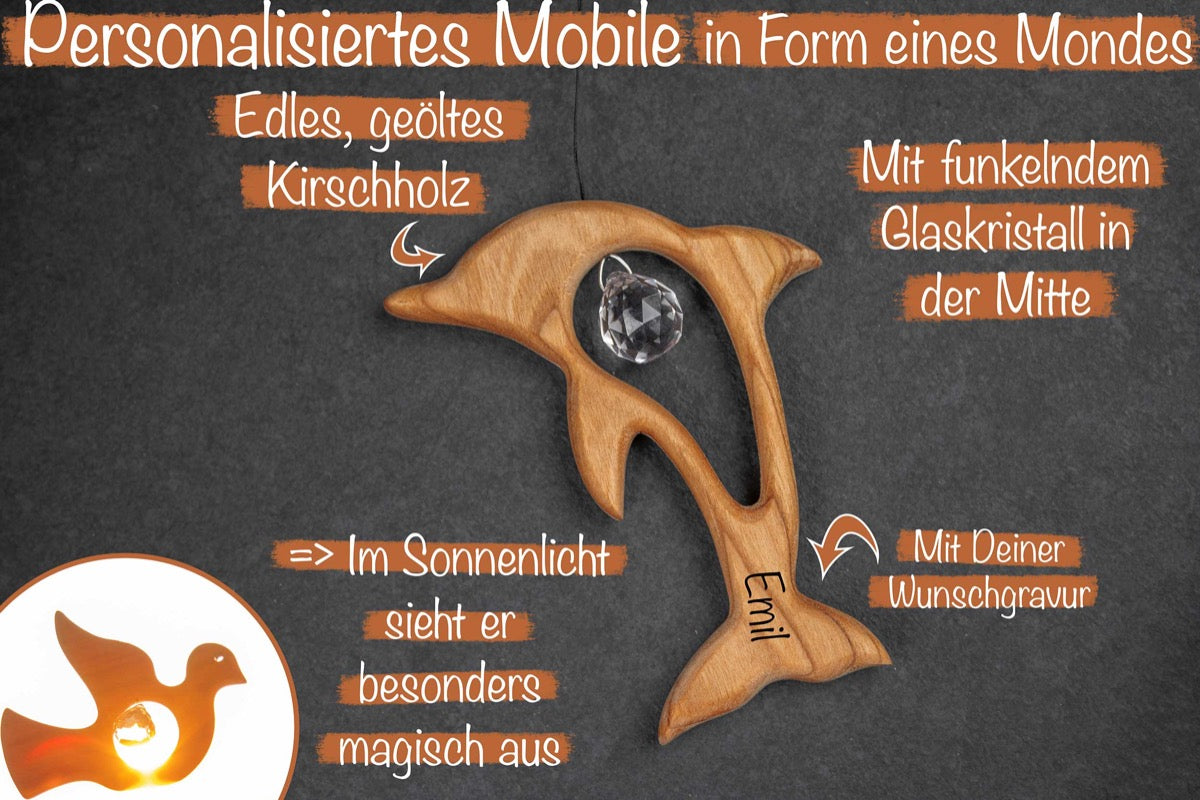 Mobile Delfin mit Deiner Wunschgravur
