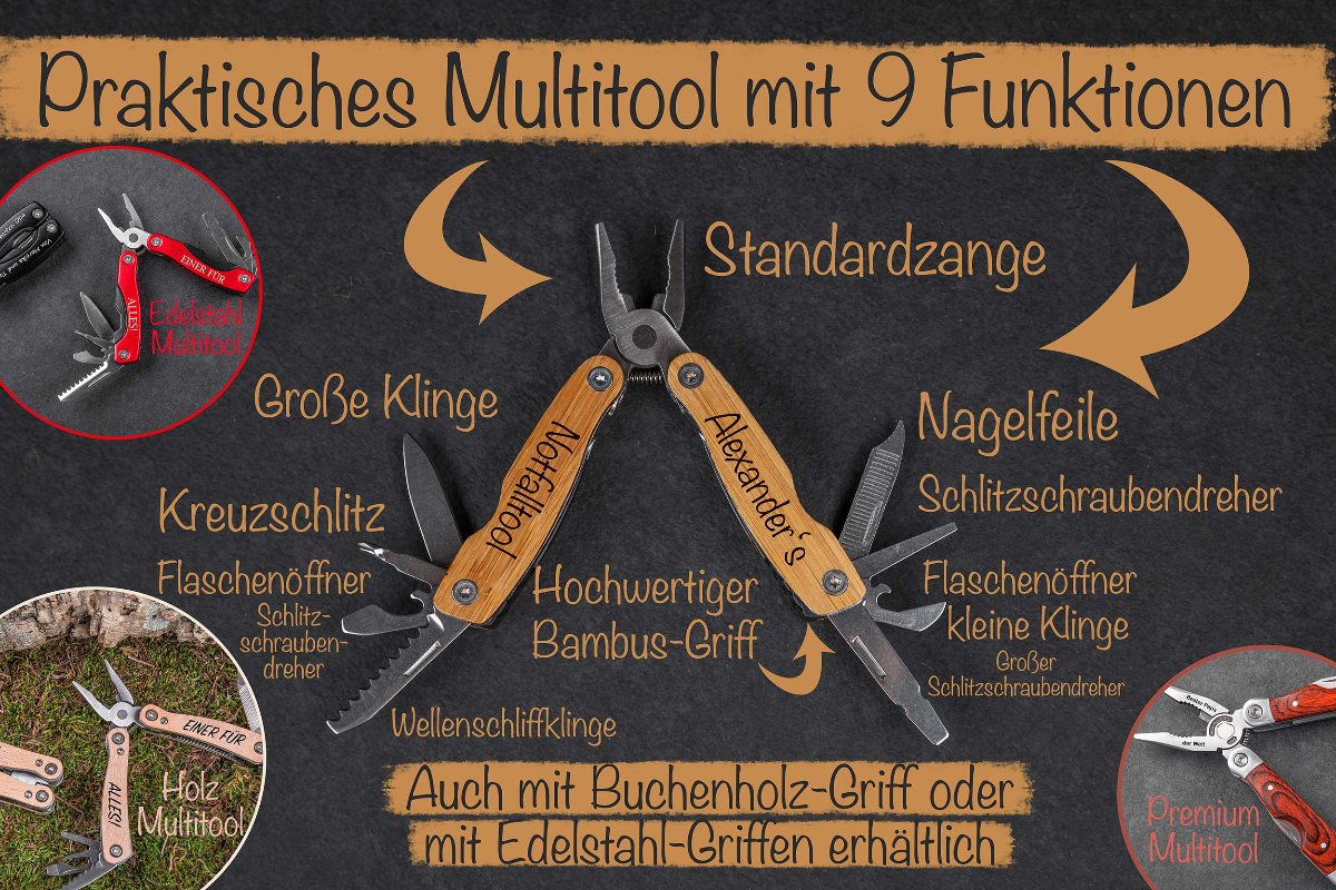 Personalisiertes Bambus Multitool mit Gravur