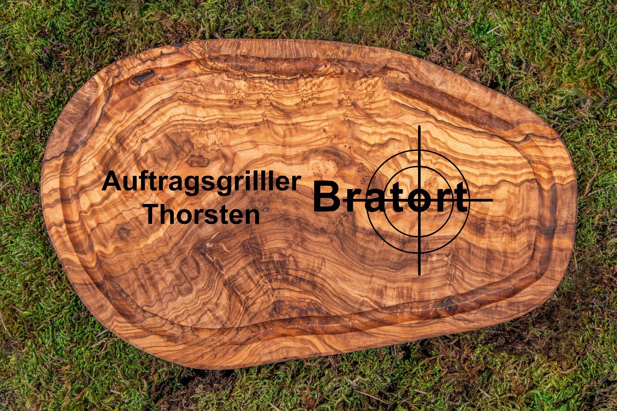 Grillbrett aus Olivenholz mit Gravur • Barbecue Brett • BBQ Brett