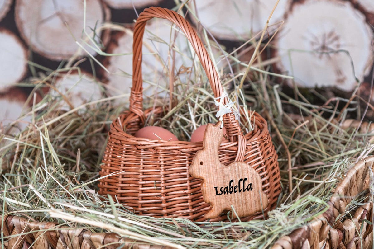 Personalisiertes Premium Osterkörbchen aus Holz mit Namen