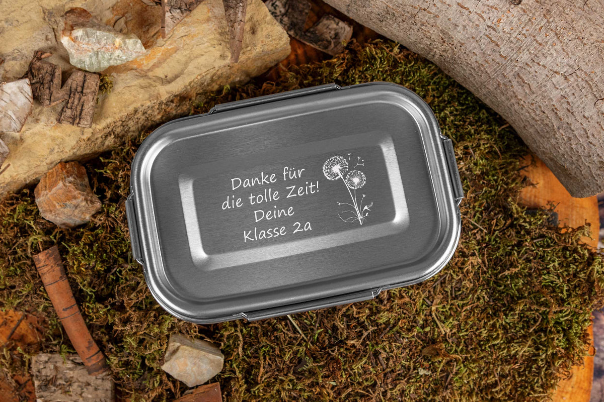 Premium Edelstahl Brotdose personalisiert in drei Größen