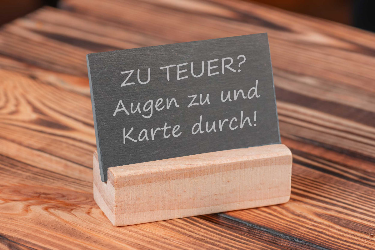 Schieferschild mit Holzsockel zur Hochzeit