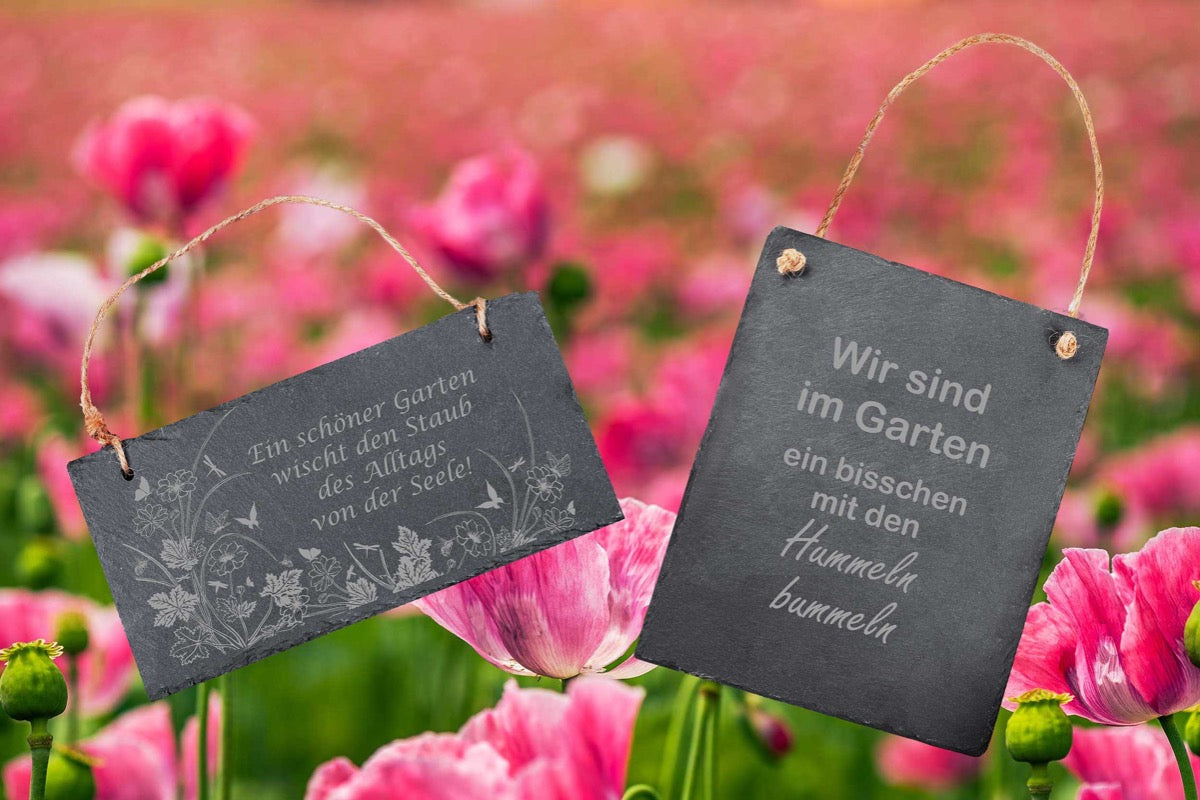 Personalisiertes Gartenschild mit Deiner Wunschgravur aus Schiefer