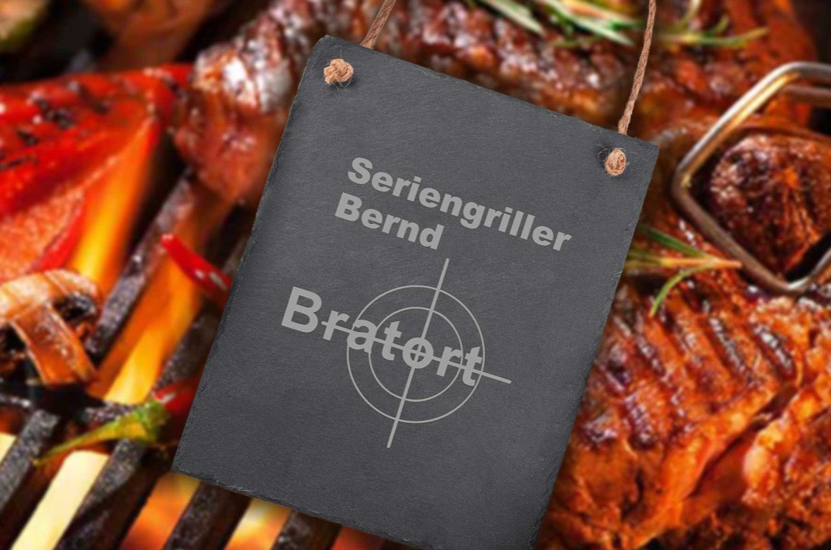 Grillschild aus Schiefer personalisiert mit Deiner Wunschgravur