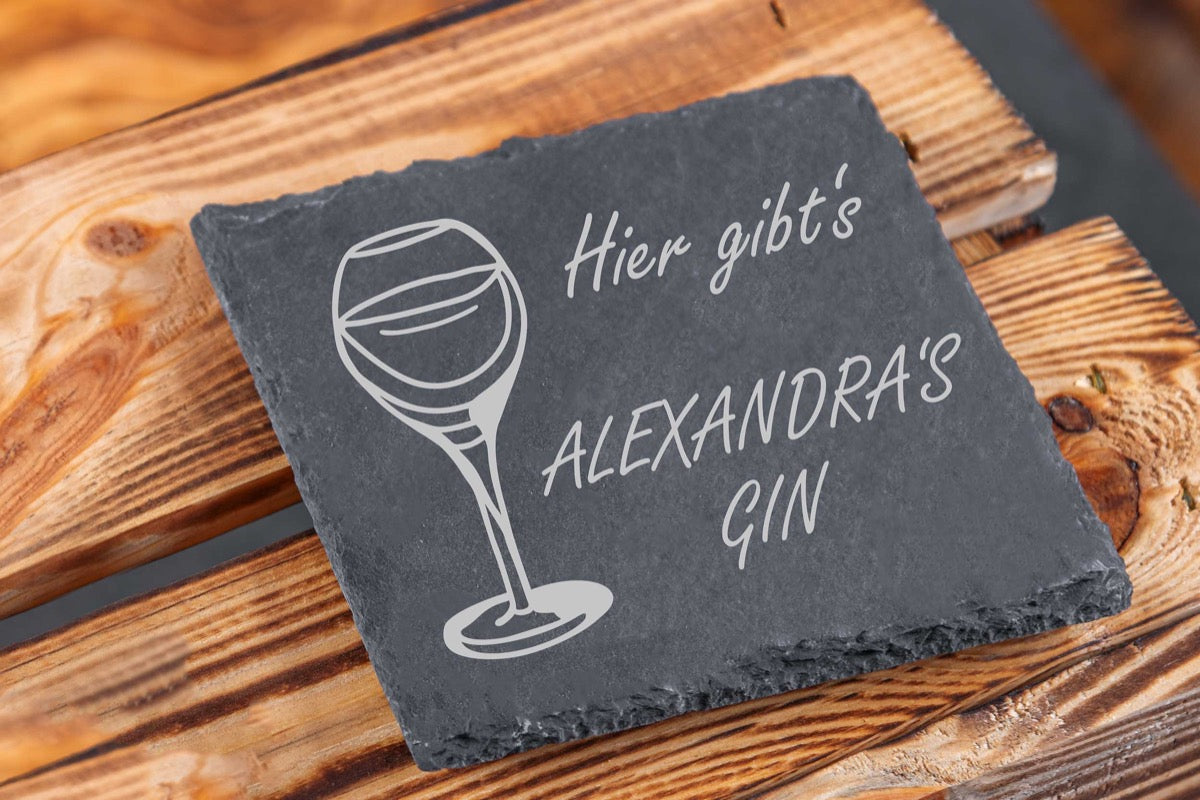 Schiefer Untersetzer personalisiert mit Getränkemotiven