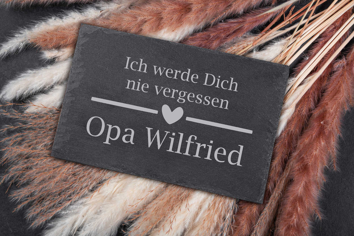 Schieferplatte mit Deinem Wunschtext und Liebesmotiven