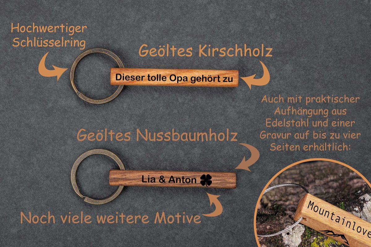 Personalisierter Schlüsselanhänger mit individueller Gravur