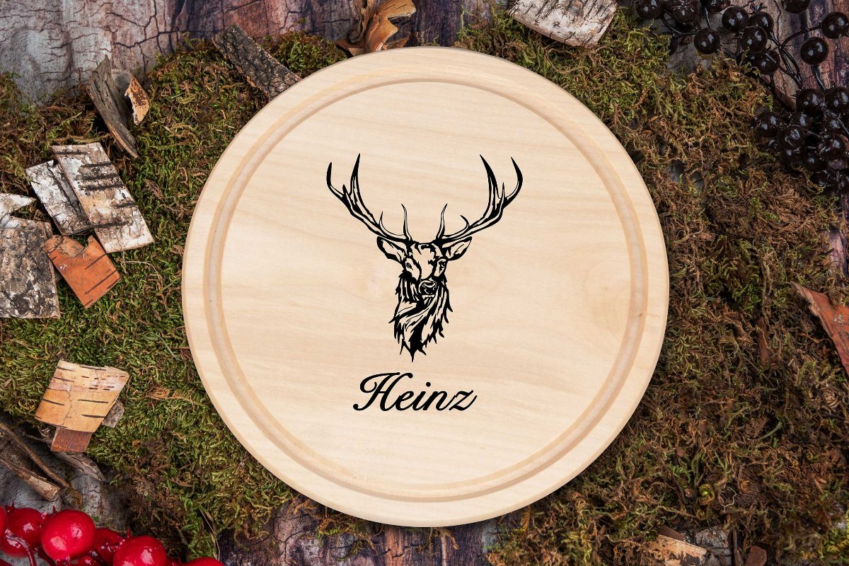 Brotzeitbrett rund personalisiert aus Holz - Schneidebrett