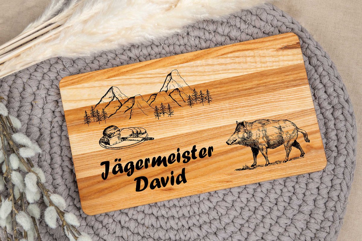 Personalisiertes Brotzeitbrett mit Namen aus Holz - Schneidebrett - Jausenbrett