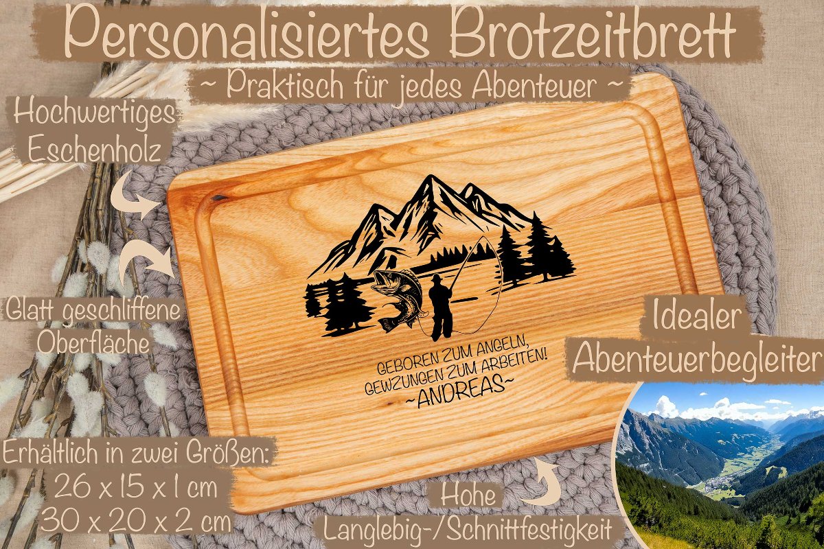 Personalisiertes Brotzeitbrett mit Namen aus Holz - Schneidebrett - Jausenbrett