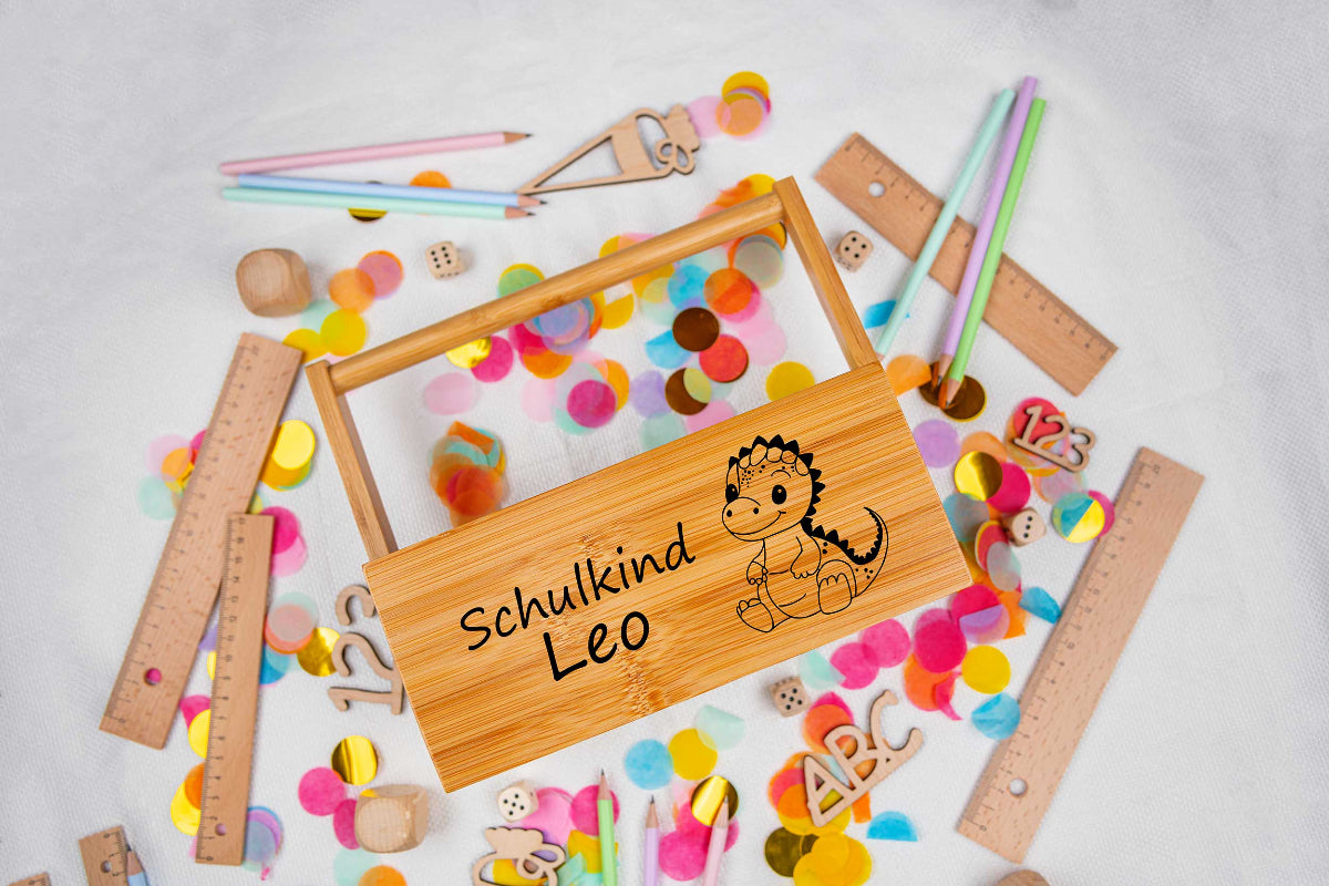 Stiftehalter personalisiert aus Bambus ideal zur Einschulung oder zum Schulanfang