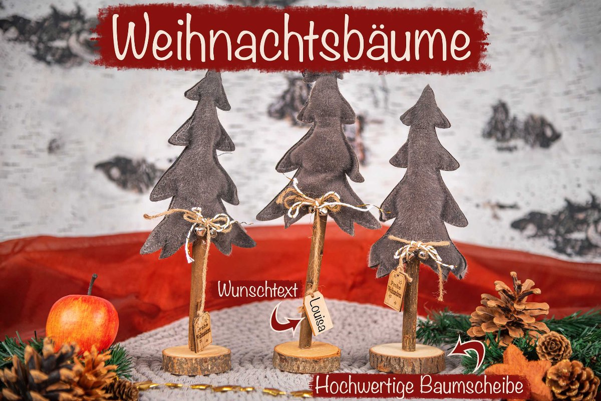 Weihnachtsgeschenk Stoff Tannenbaum mit Gravur personalisiert