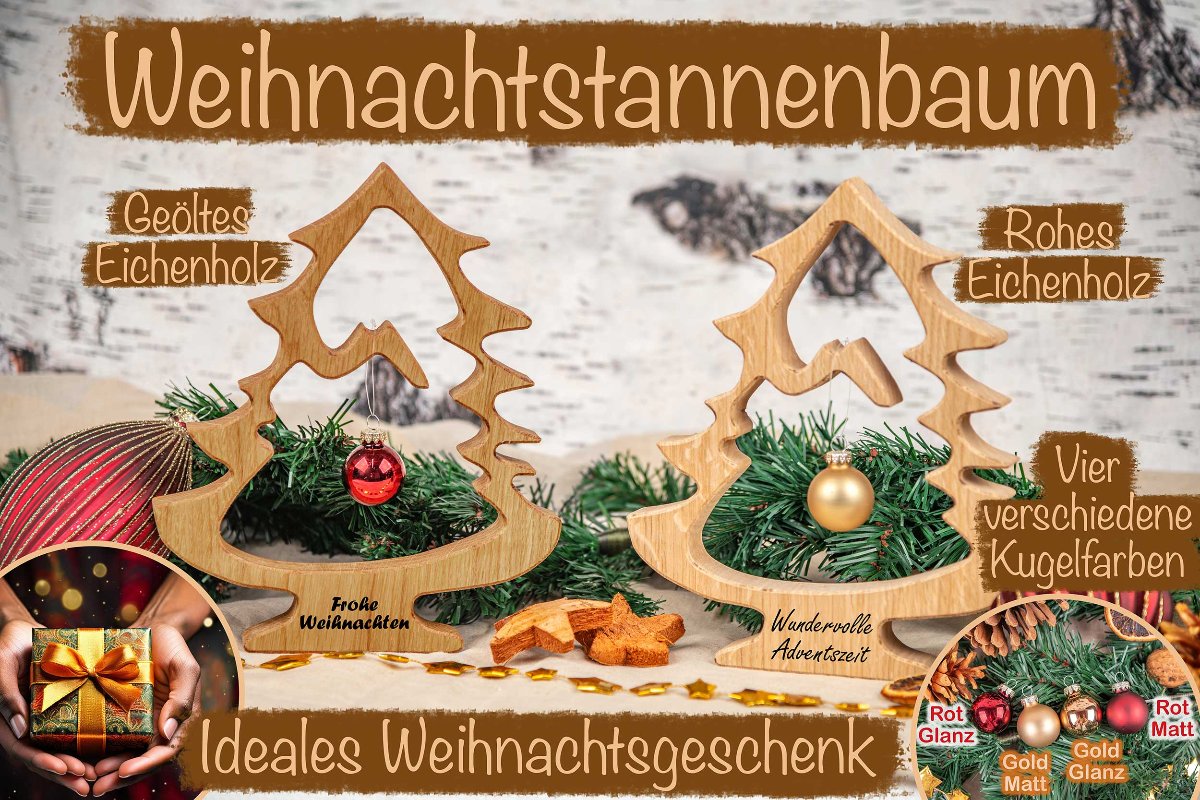 Weihnachtsbaum aus Holz mit Gravur personalisiert - Weihnachtsgeschenk