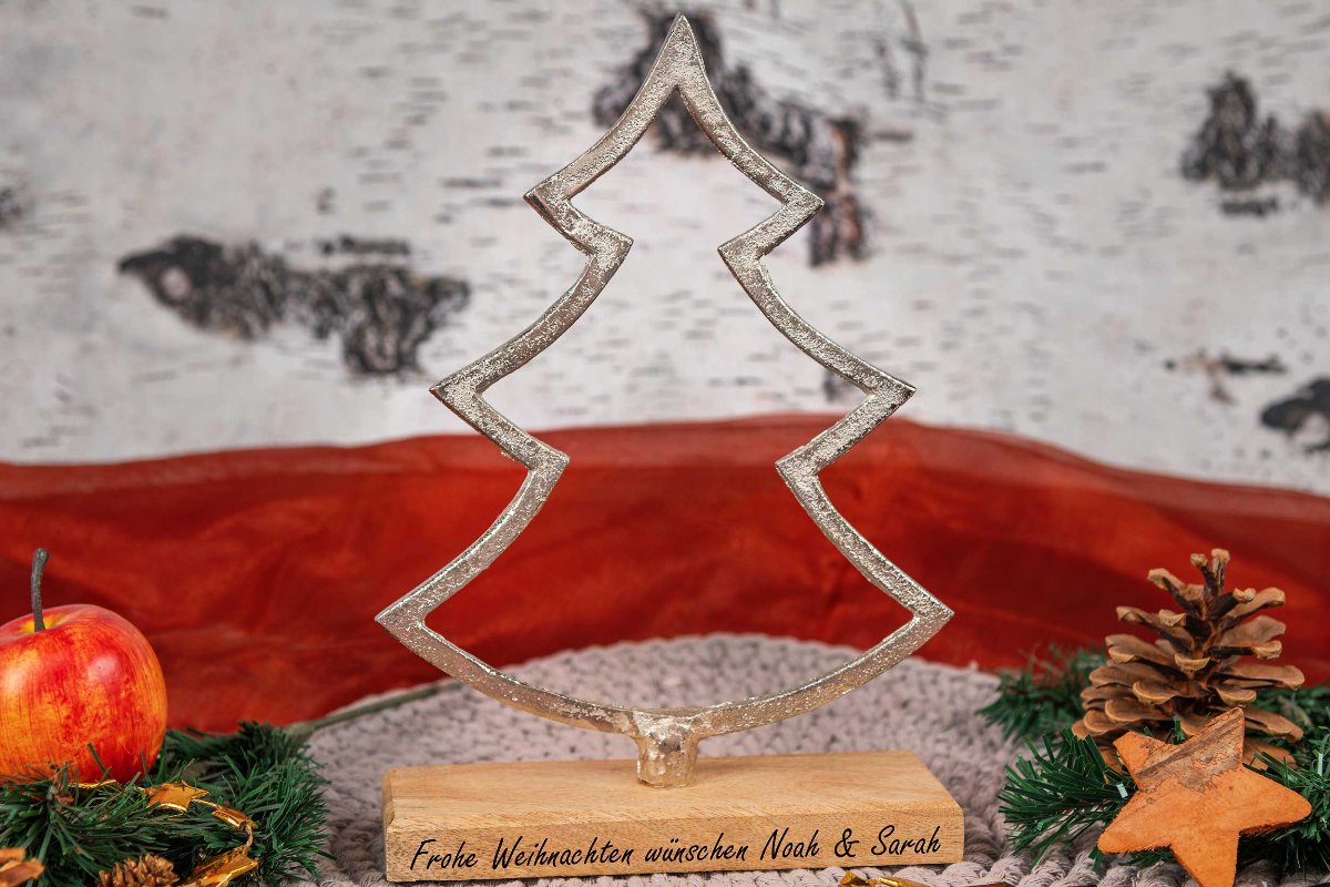 Weihnachtsgeschenk Holz Christbaum mit Gravur personalisiert
