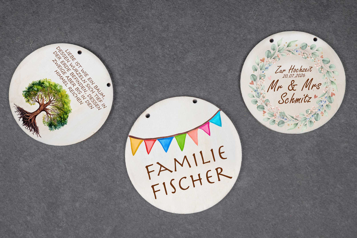 Türschild aus Holz personalisiert mit Name