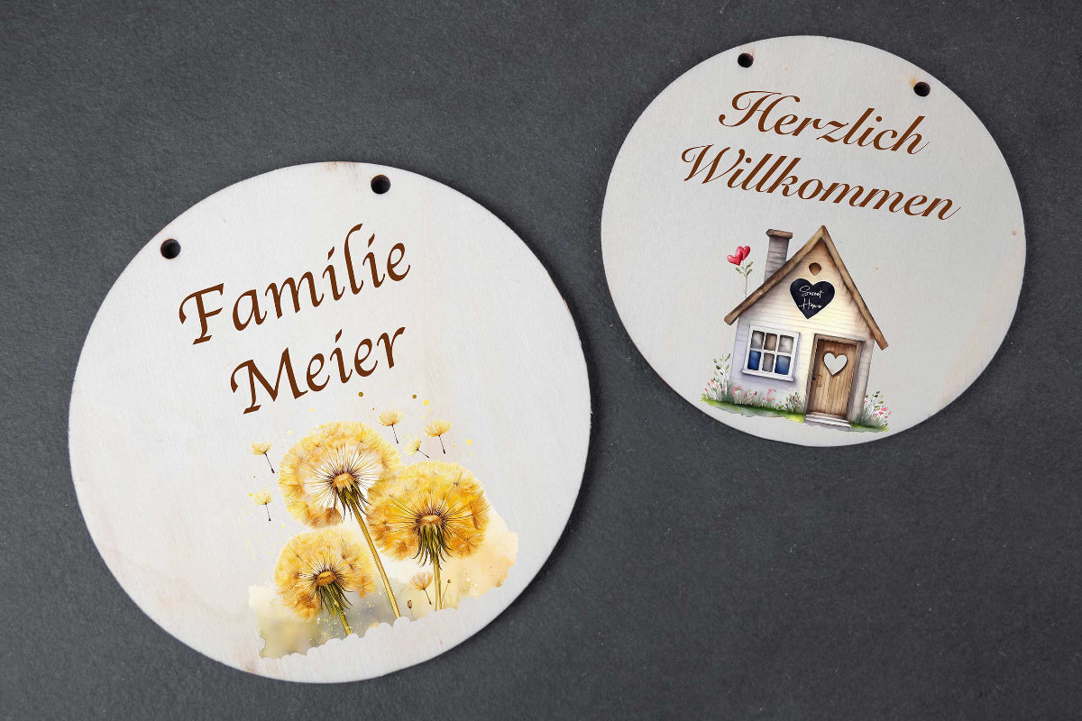 Türschild aus Holz personalisiert mit Name