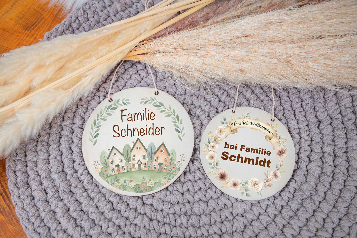 Türschild aus Holz personalisiert mit Name