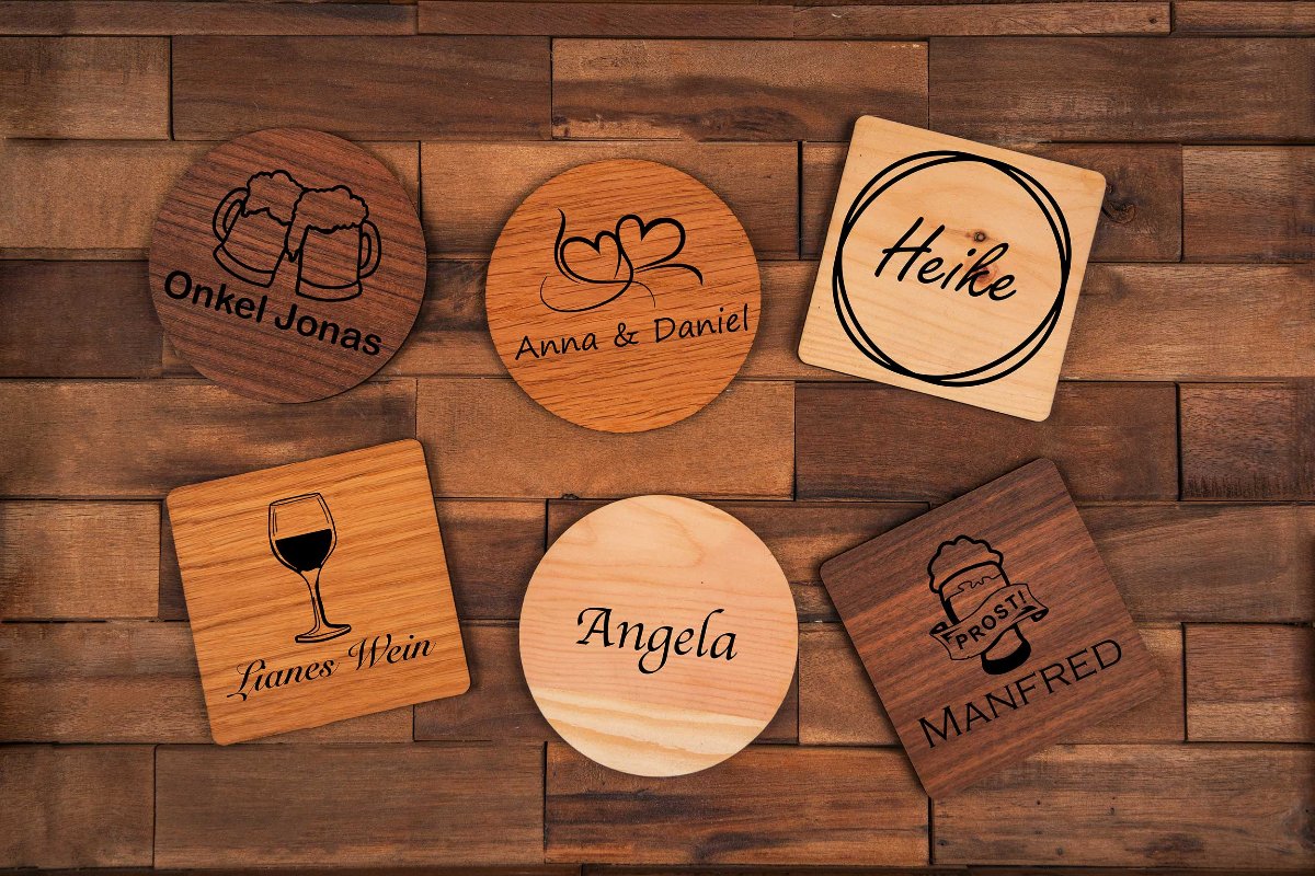 Untersetzer personalisiert aus Holz • Getränkeuntersetzer – diekreativwelt
