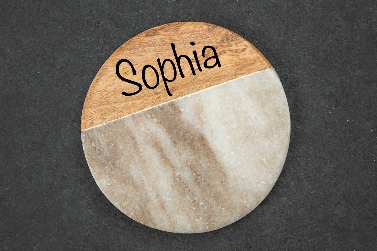 Marmor Untersetzer personalisiert mit Holz