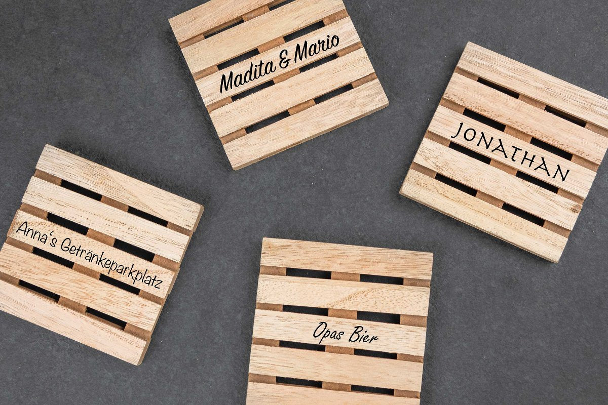 Untersetzer Palette personalisiert aus Holz - Getränkeuntersetzer