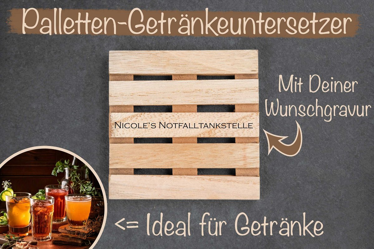 Untersetzer Palette personalisiert aus Holz - Getränkeuntersetzer