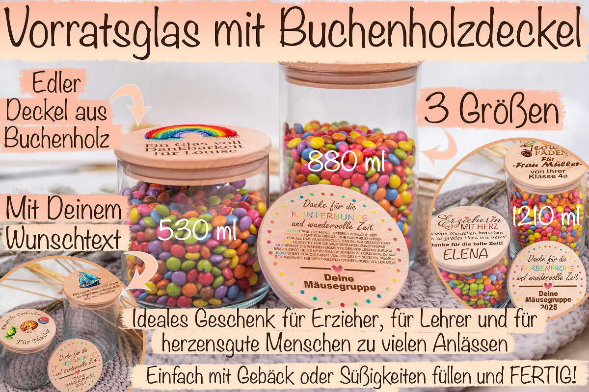 Personalisiertes Vorratsglas mit Name - bunt - Keksglas