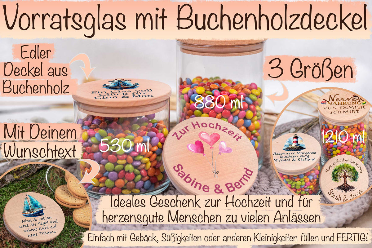 Vorratsglas personalisiert mit Name bunt - Hochzeitsgeschenk