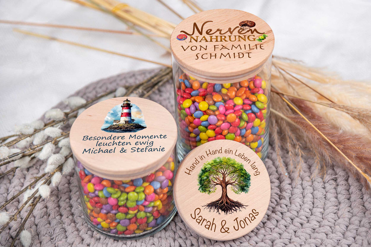 Vorratsglas personalisiert mit Name bunt - Hochzeitsgeschenk