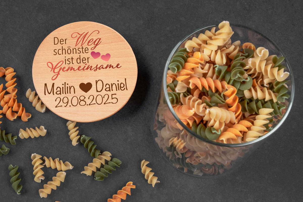 Vorratsglas personalisiert mit Name bunt - Hochzeitsgeschenk