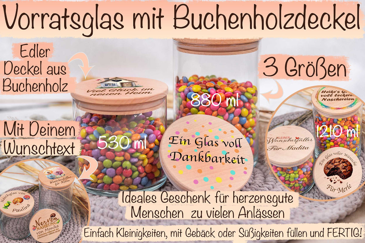Vorratsglas personalisiert mit Name bunt- Keksglas