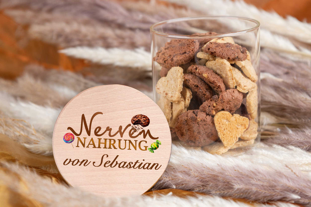 Vorratsglas mit Name personalisiert - Keksglas bunt