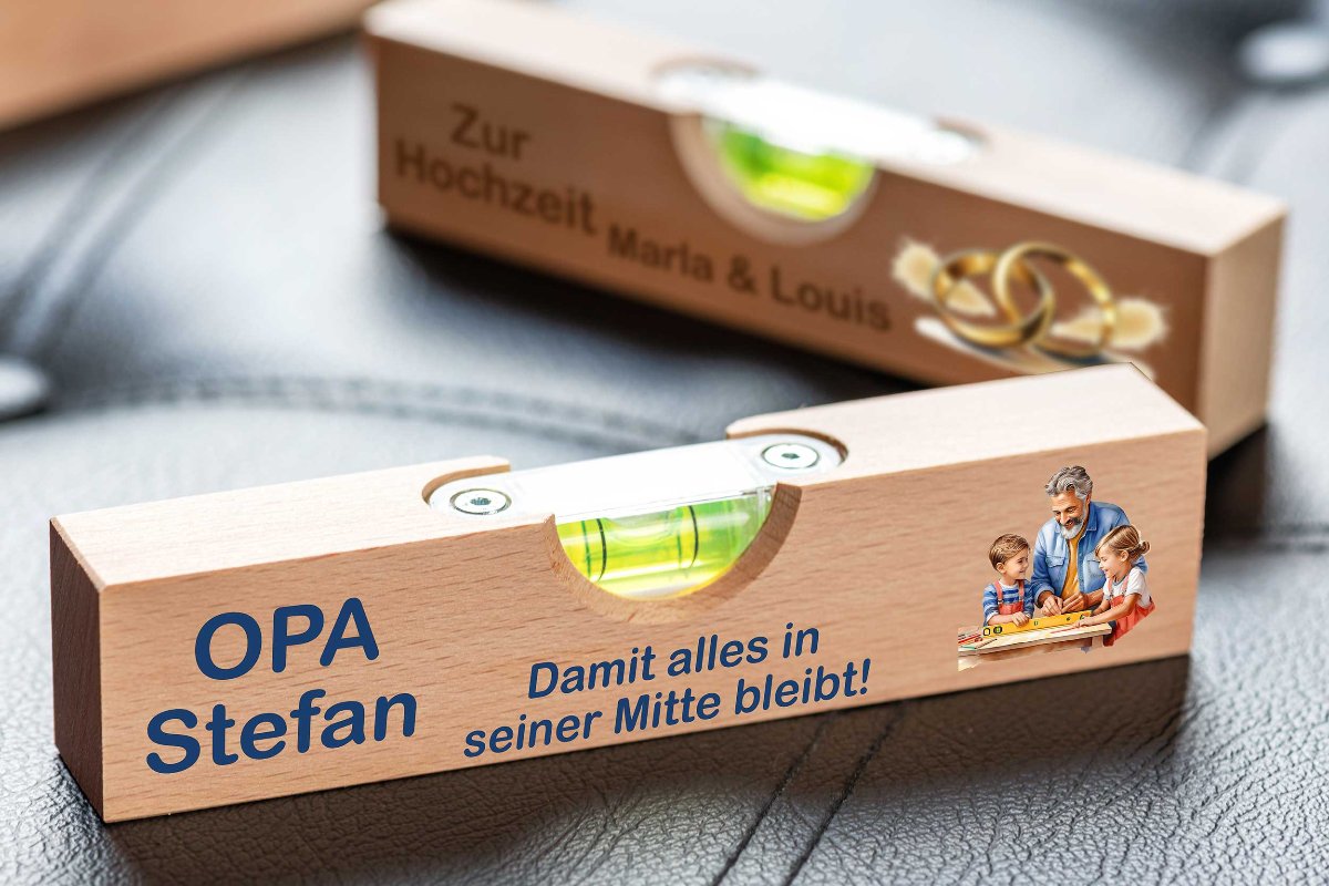 Wasserwaage personalisiert mit Faust Motiv- ideal zum Vatertag