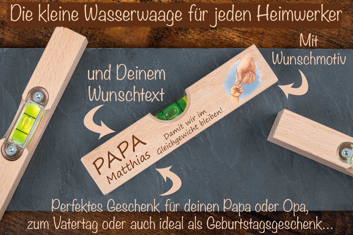 Wasserwaage personalisiert mit Faust Motiv- ideal zum Vatertag