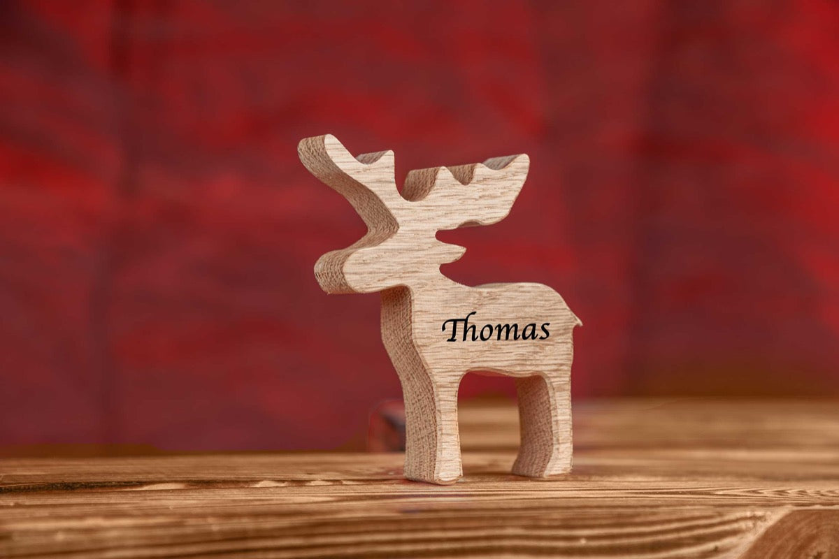 Personalisiertes Rentier mit Namen aus Holz