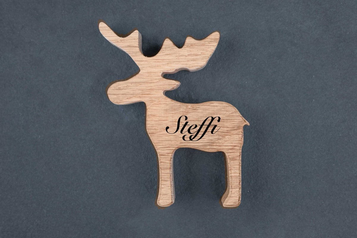Personalisiertes Rentier mit Namen aus Holz