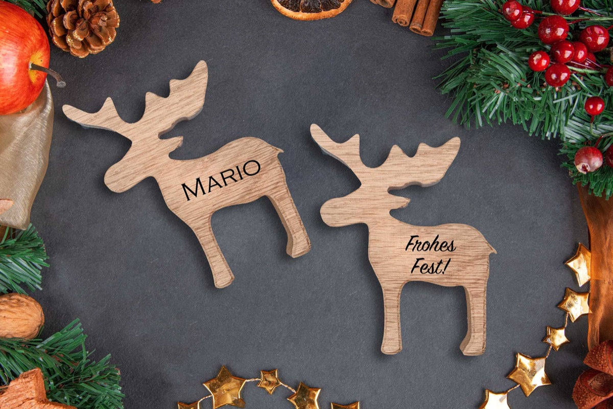 Personalisiertes Rentier mit Namen aus Holz