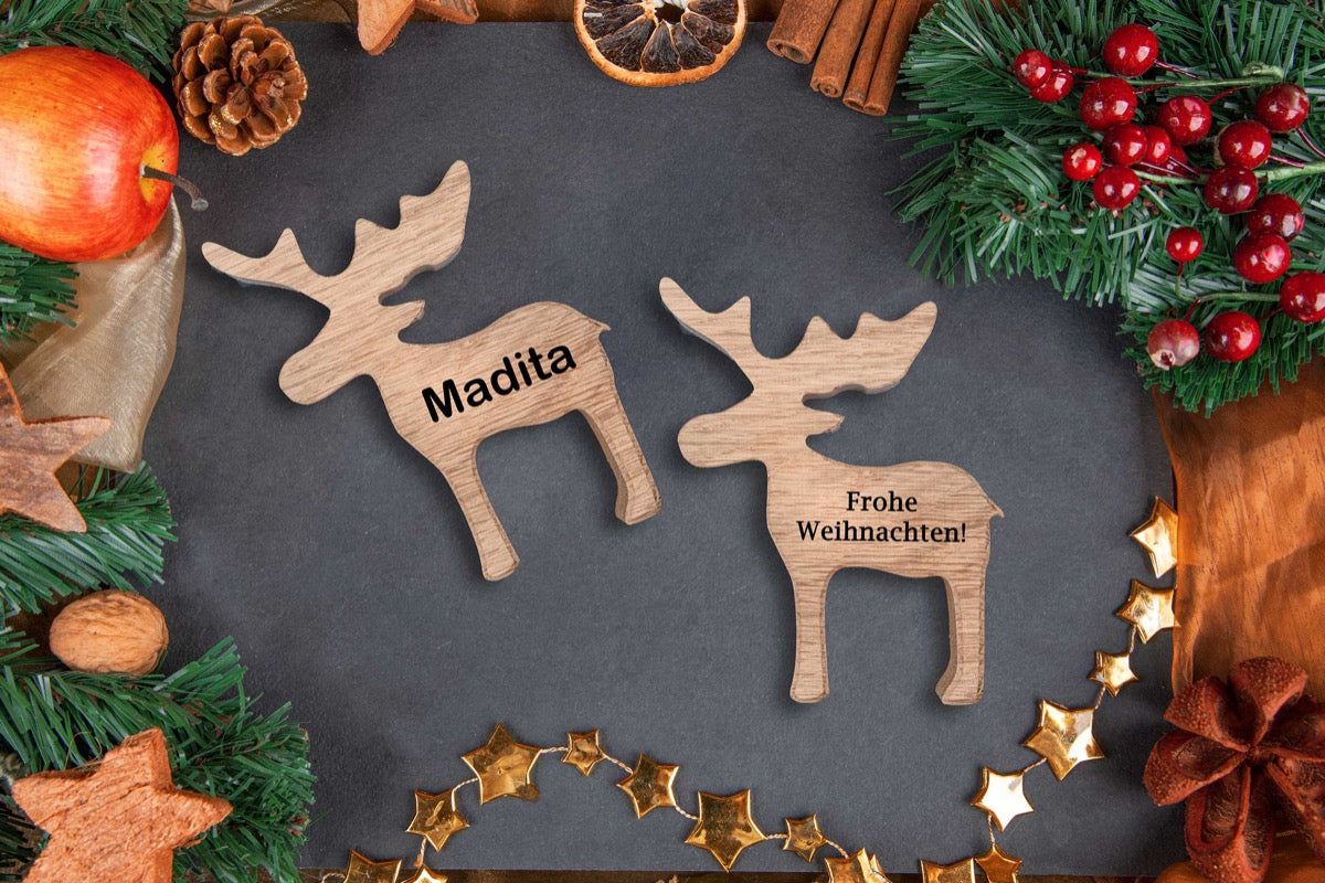 Personalisiertes Rentier mit Namen aus Holz