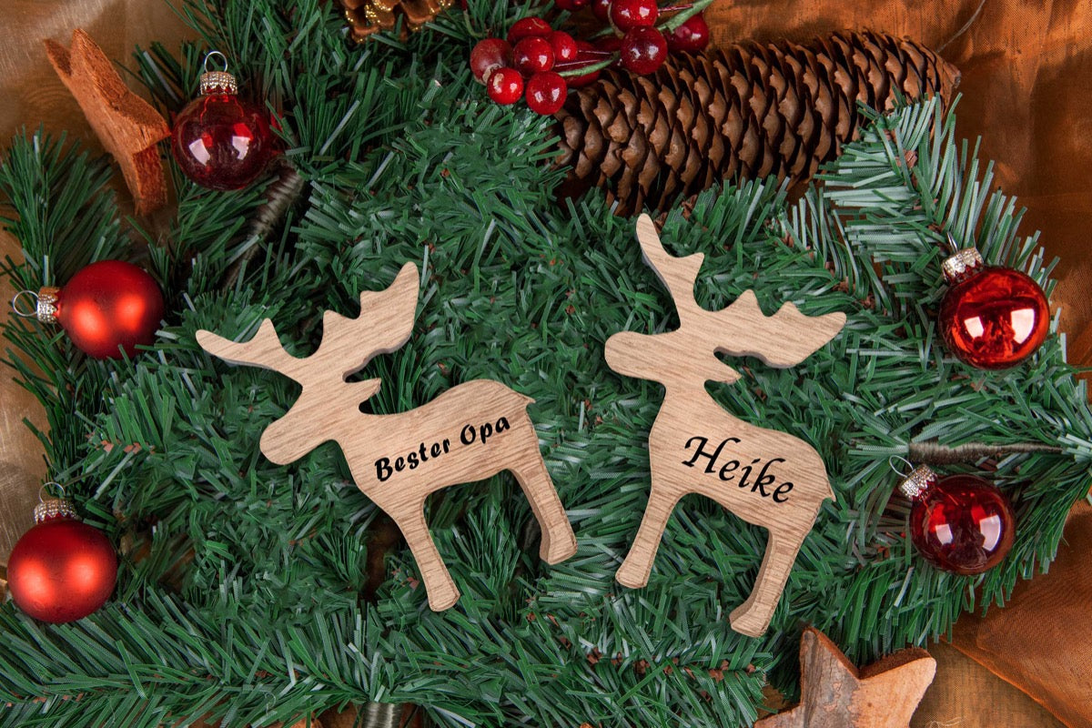 Personalisiertes Rentier mit Namen aus Holz