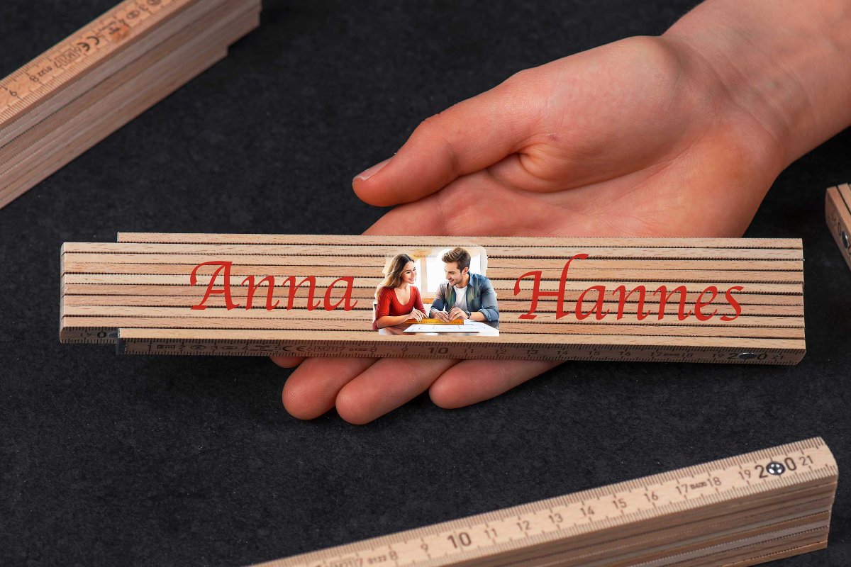 Zollstock personalisiert zum Einzug, zum Richtfest oder zur Hochzeit bunt